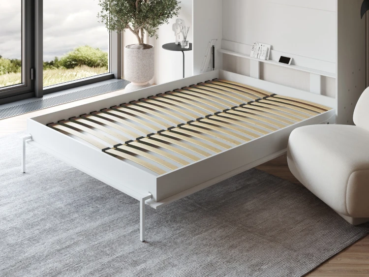 Cama Abatible 160x200 Vertical (Profundidad Classic de 40 cm) Blanco / Roble Salvaje picture 11