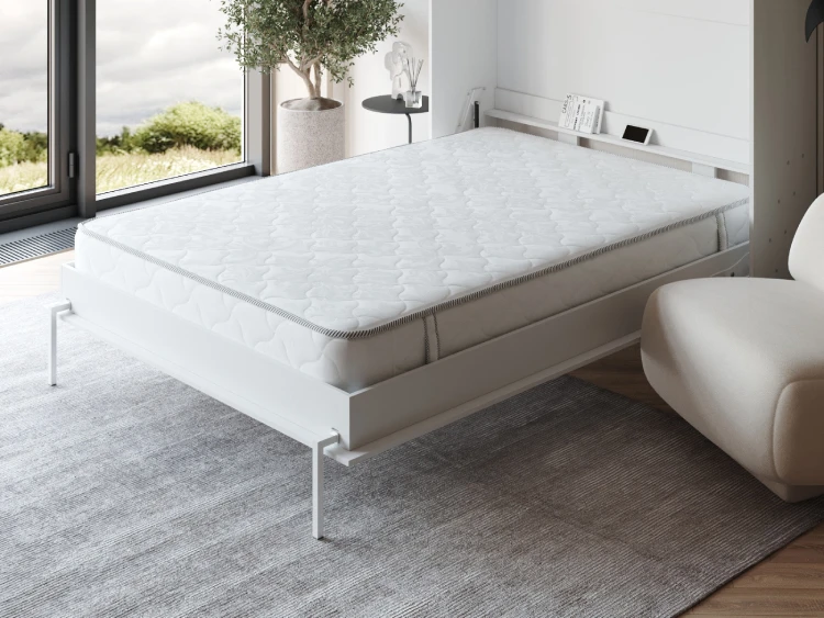 Cama Abatible 160x200 Vertical (Profundidad Classic de 40 cm) Blanco / Blanco Alto Brillo picture 11