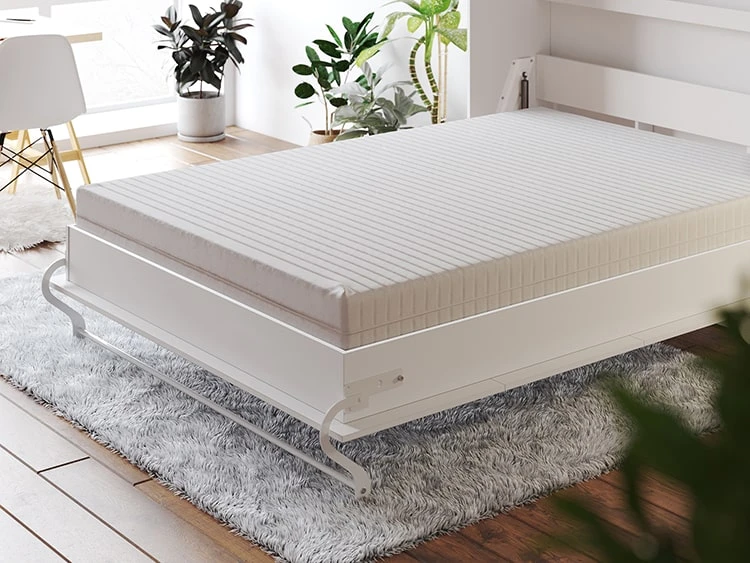 Cama abatible 90x200 Vertical (Profundidad standard de 45 cm) Roble Salvaje / Blanco Alto Brillo picture 15