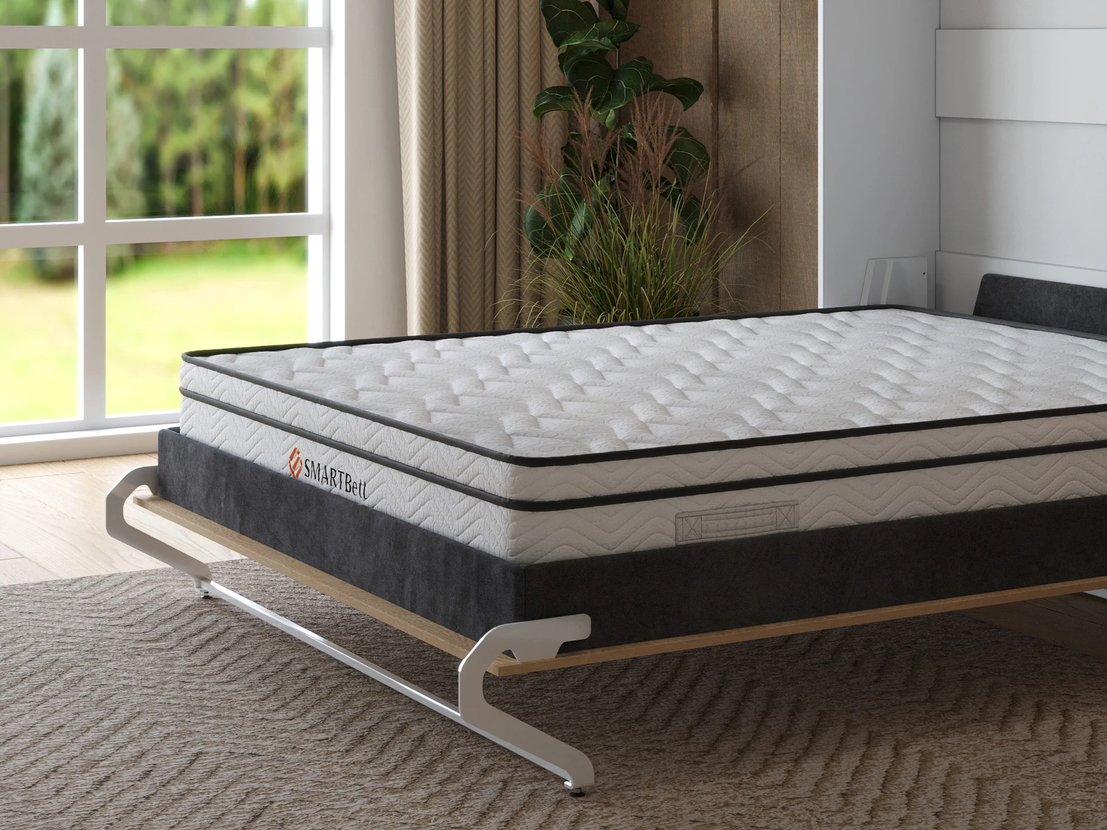 Cama Abatible 160x200 Vertical (M1 40 cm profundidad) Blanco / Roble Kaiser picture 13