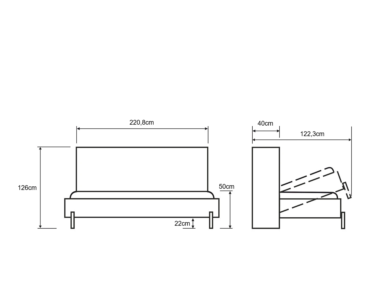 Cama Abatible 100x200 Horizontal (Profundidad Classic de 40 cm) Blanco / Roble Salvaje picture 10