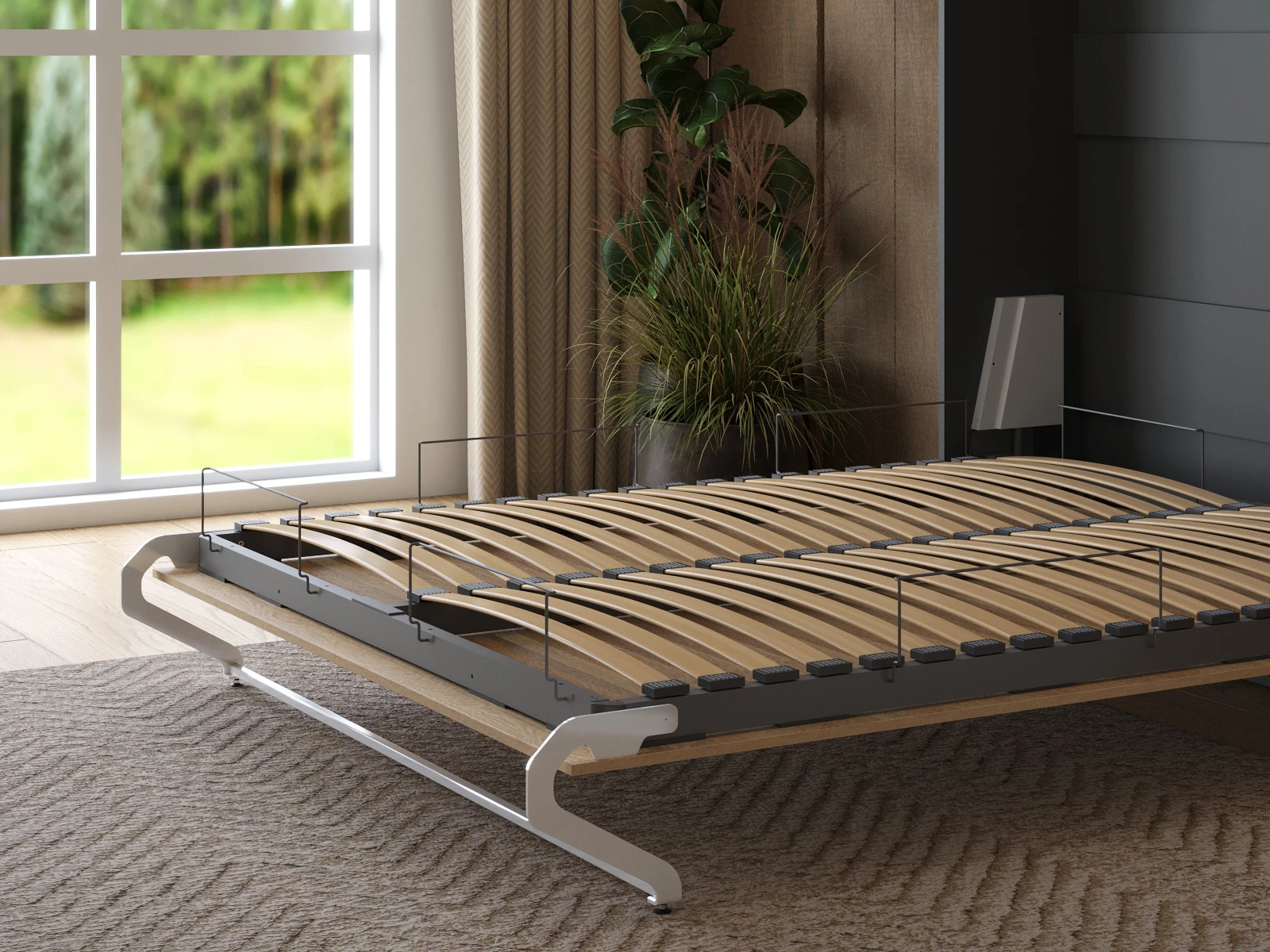 Cama Abatible 160x200 Vertical (M1 40 cm profundidad) Antracita / Roble Kaiser picture 12