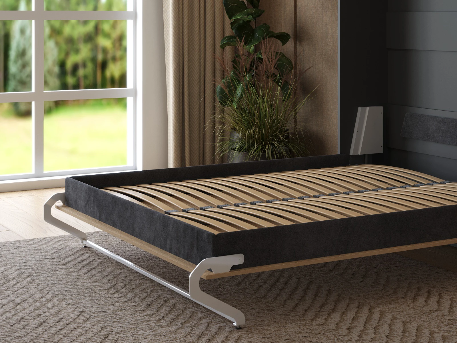 Cama Abatible 160x200 Vertical (M1 40 cm profundidad) Antracita / Roble Kaiser picture 12