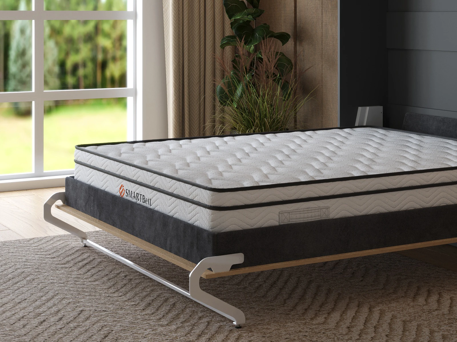 Cama Abatible 160x200 Vertical (M1 40 cm profundidad) Antracita / Roble Kaiser picture 13