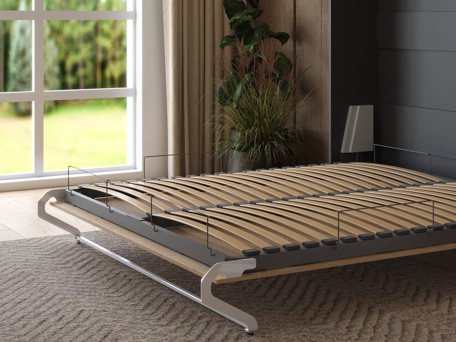 Cama Abatible 180x200 Vertical (M1 40 cm profundidad) Antracita / Roble Kaiser 
 picture 12