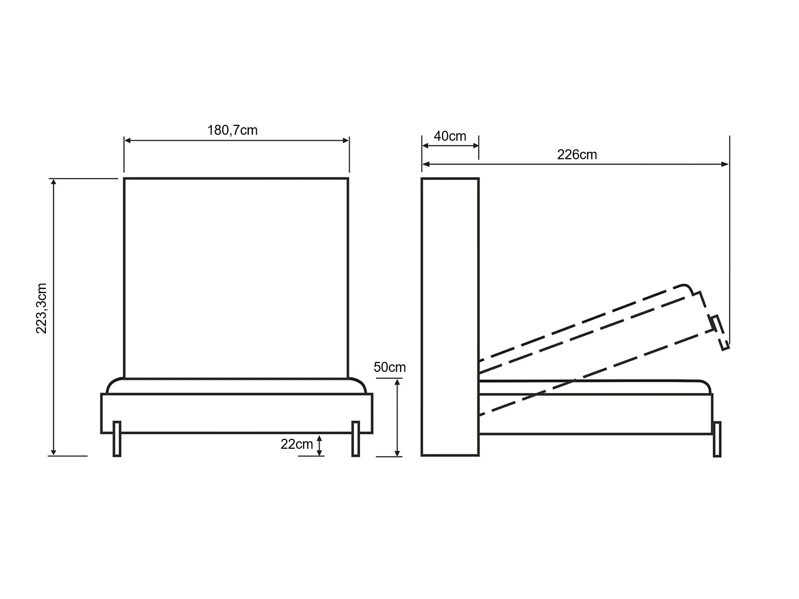 Cama Abatible 160x200 Vertical (Profundidad Classic de 40 cm) Blanco / Roble Salvaje picture 10