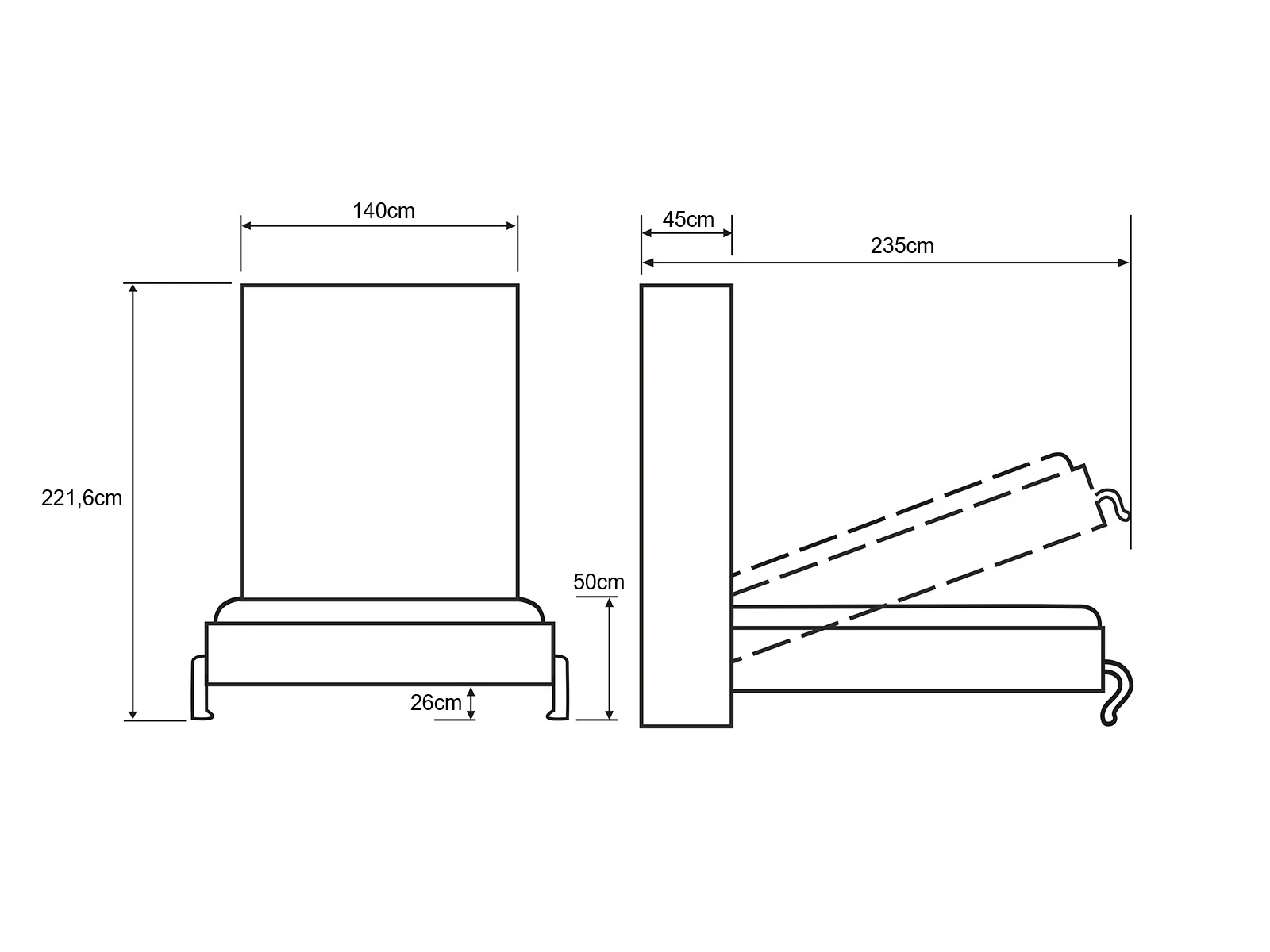 Cama Abatible 120x200 Vertical (Profundidad standard 45 cm) Antracita / Blanco picture 11