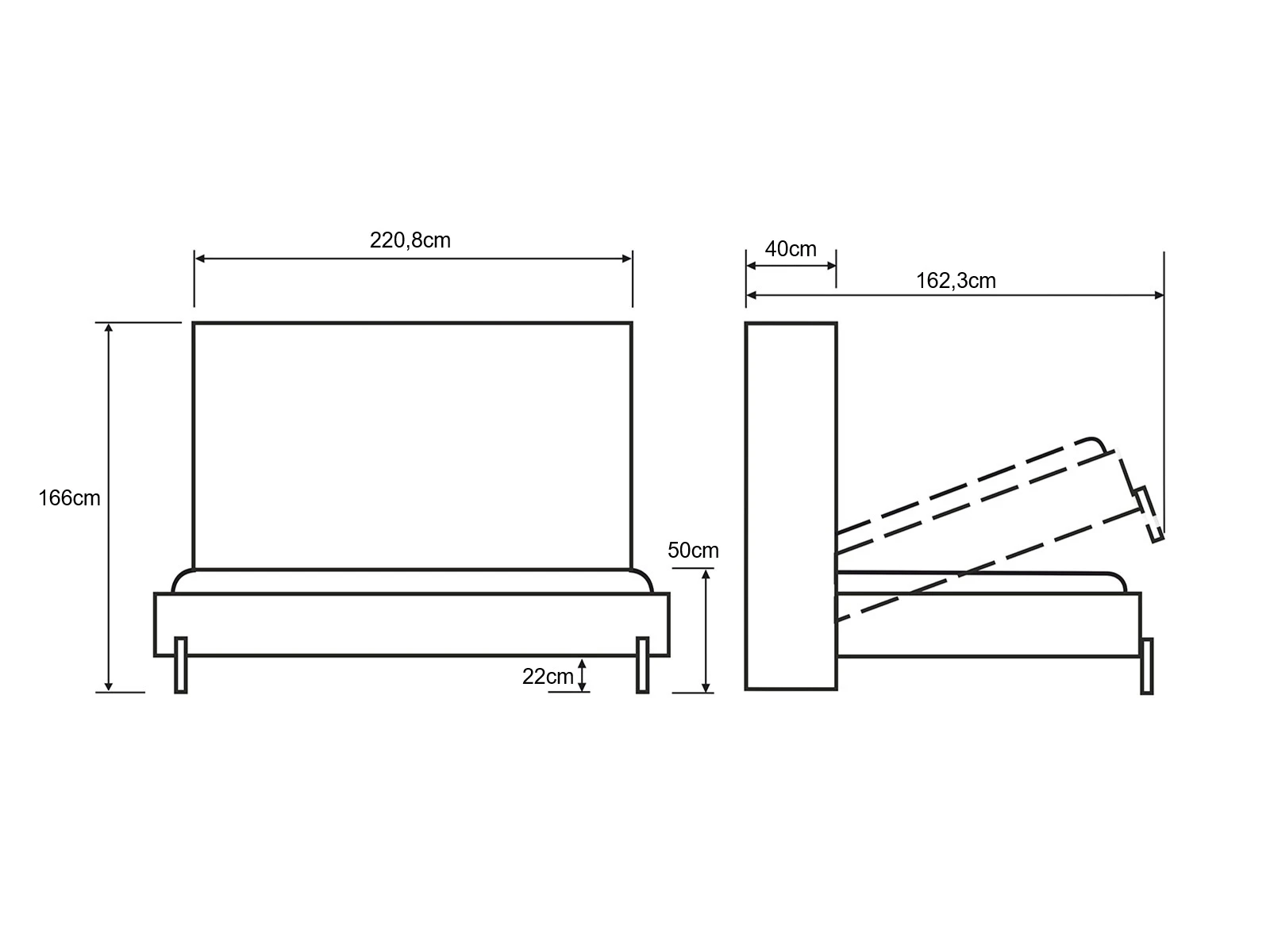 Cama Abatible 140x200 Horizontal (Profundidad Classic de 40 cm) Blanco picture 10