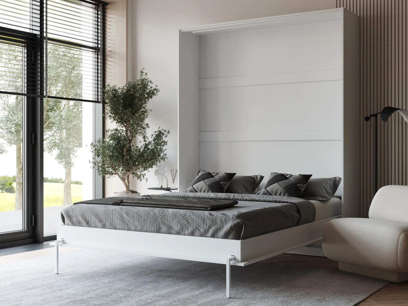 Cama Abatible 160x200 Vertical (Profundidad Classic de 40 cm) Blanco picture 2