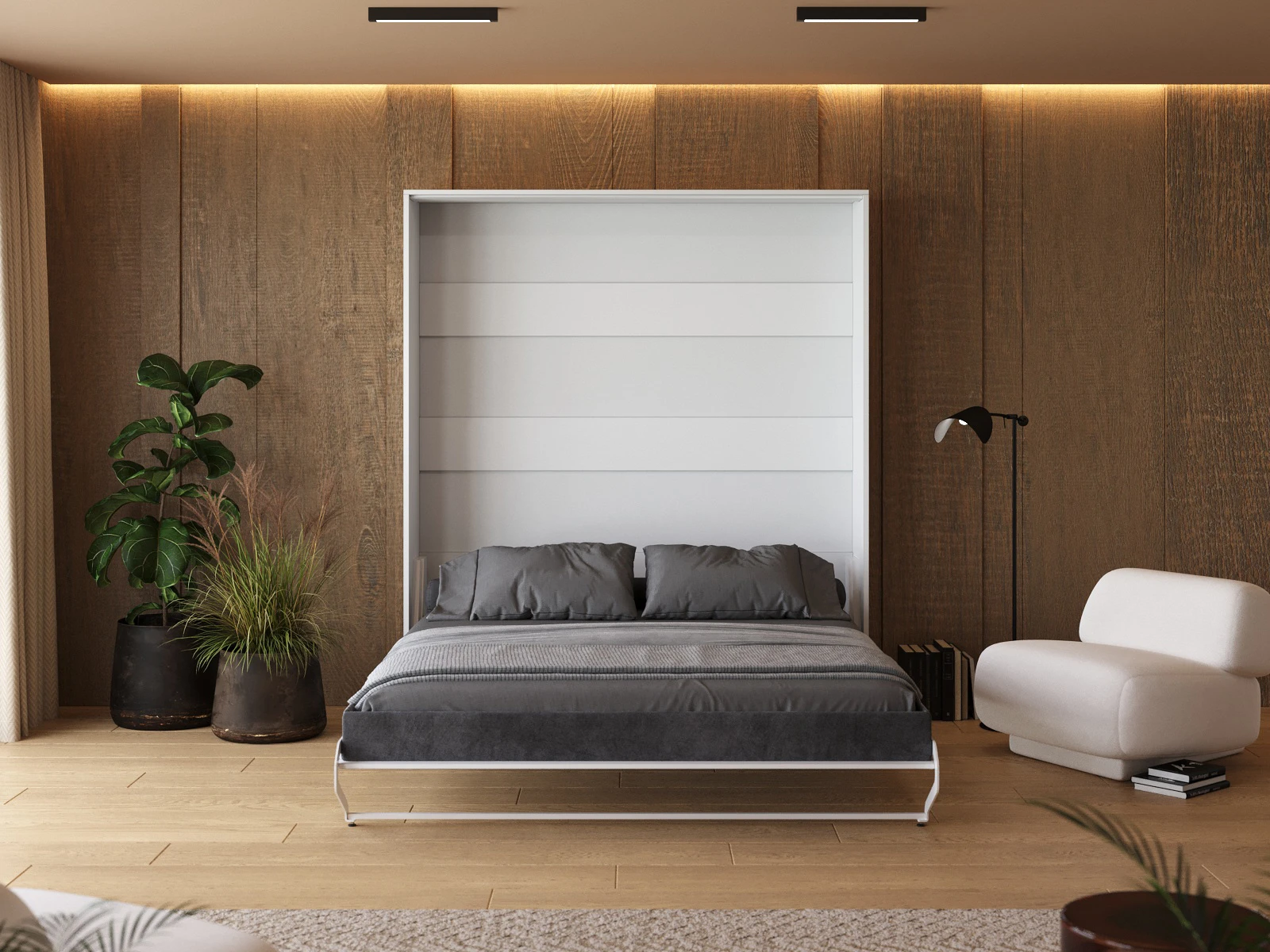 Cama Abatible 160x200 Vertical (M1) Blanco / Espejo
 picture 4