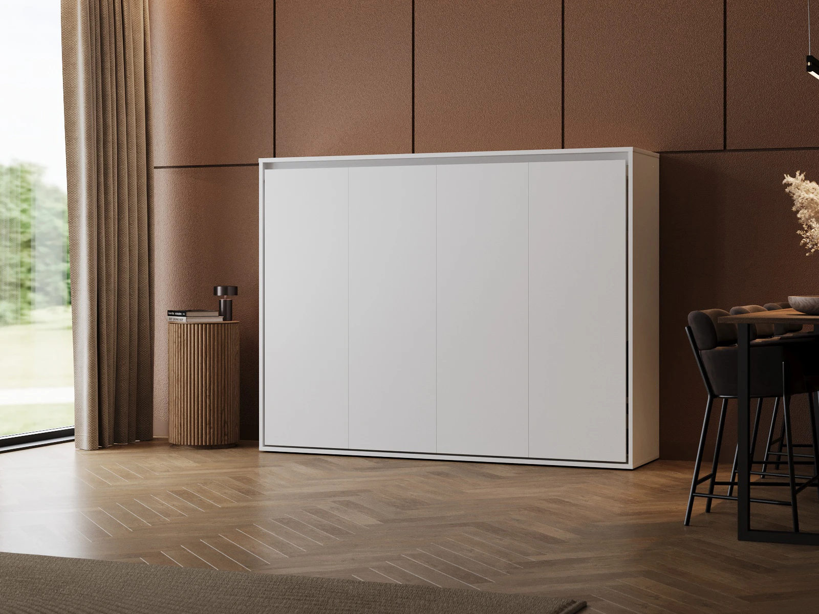 1 Cama Abatible 160x200 Horizontal (M2 55 cm profundidad) Blanco