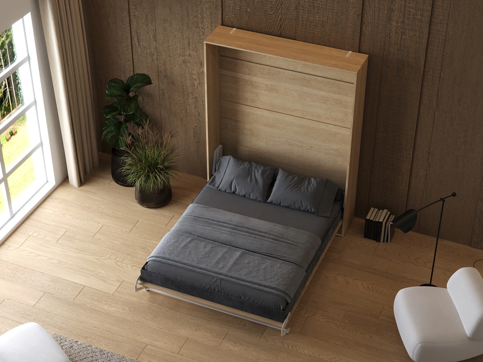 Cama Abatible 160x200 Vertical (M1 40 cm profundidad) Roble Kaiser picture 7