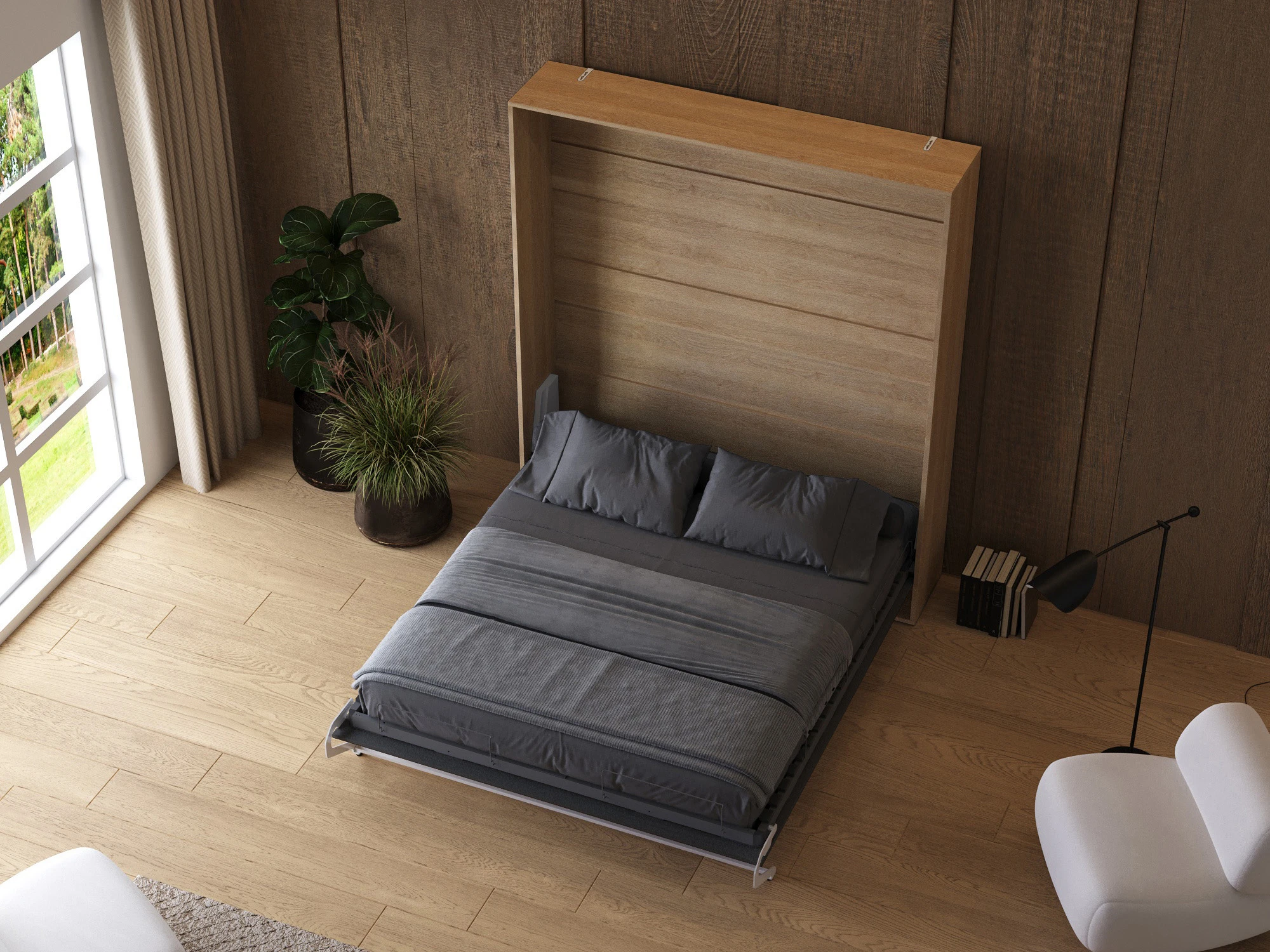 Cama Abatible 180x200 Vertical (M1) Roble Kaiser / Antracita picture 7