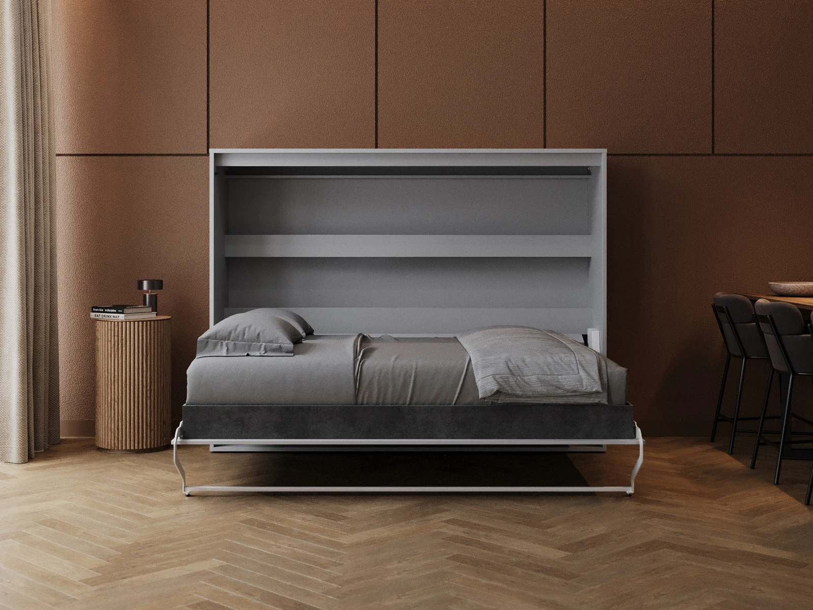 Armario cama 140x200 Horizontal (M2 55cm fondo) Gris perlado picture 5